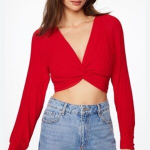 Revamp Stylish Red Twist-Front Top size small